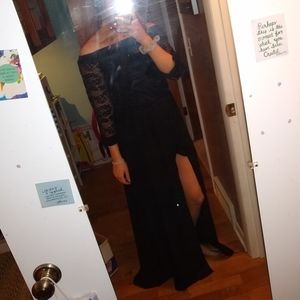 Black lace romper dress